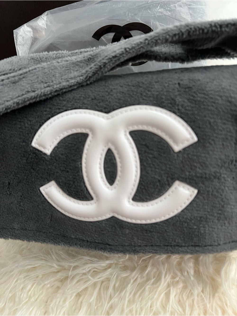 Chanel Gray Logo Plush Shoulder Bag - Picture 2 of 11